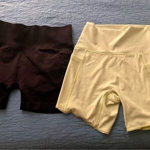 Aerie light yellow shorts with pockets + black booty shorts